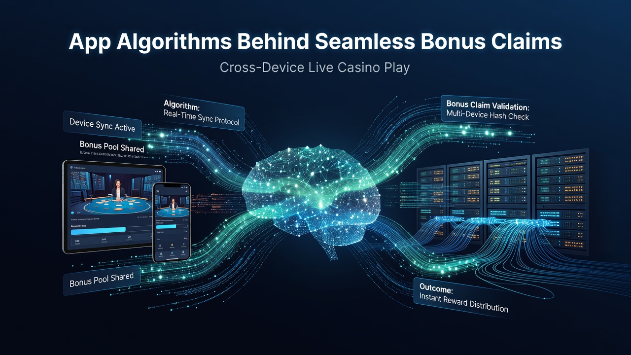 Diagram depicting real-time data flow between casino servers and player devices during bonus redemption