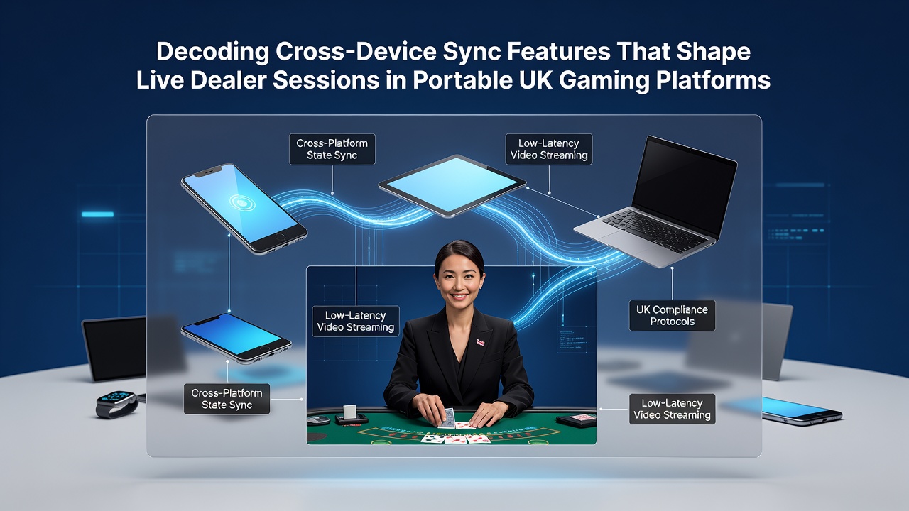 Live dealer table displayed consistently across multiple portable devices with synchronized player data overlays
