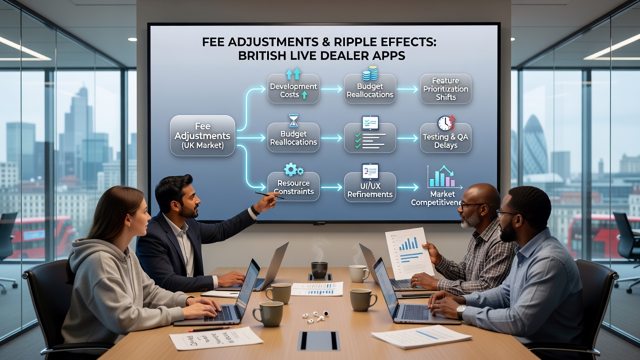 Developers reviewing live dealer app interfaces amid changing fee structures