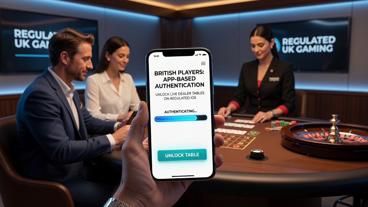Live dealer table interface displayed on iOS screen after successful app authentication