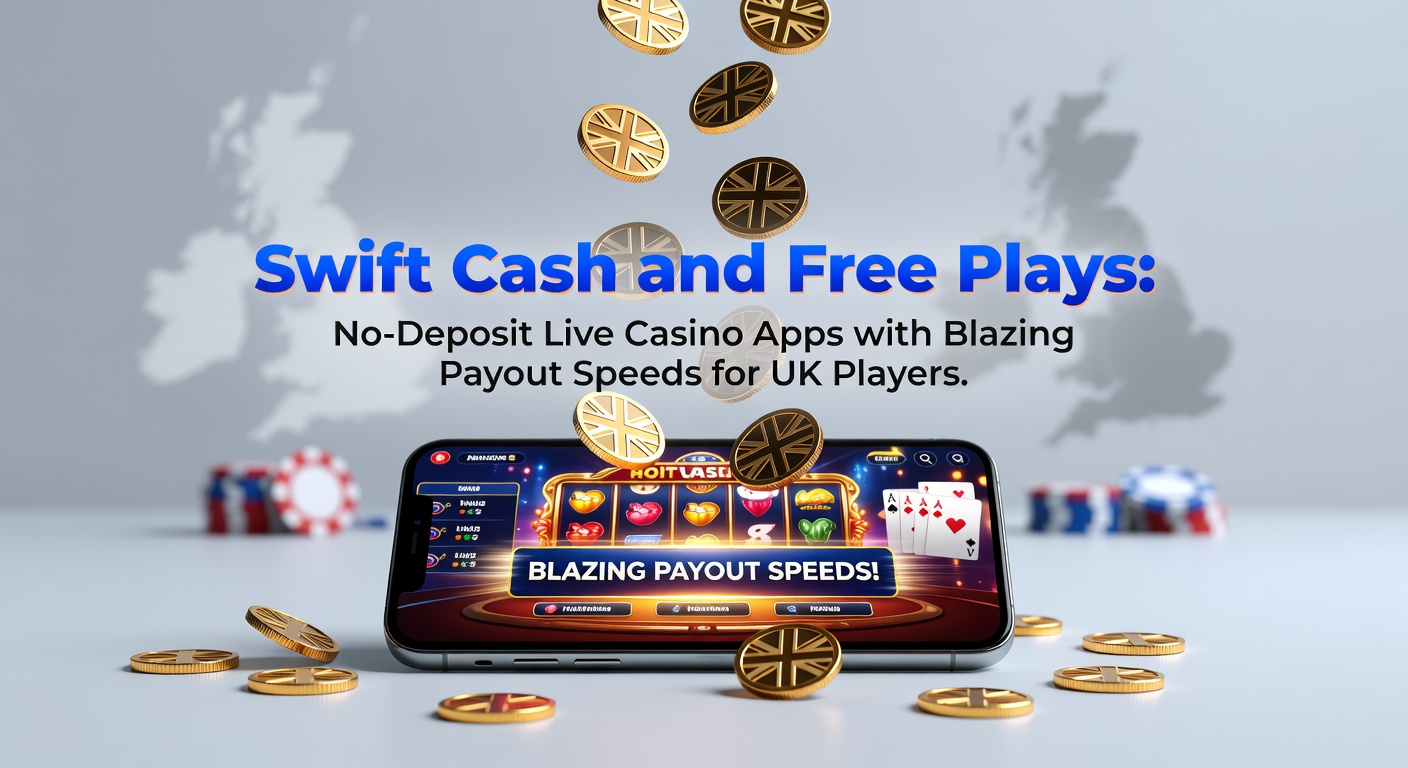 Close-up of a no-deposit bonus screen on a live casino app, featuring free play credits and a swift cash button next to a baccarat game, with UK flag icon visible