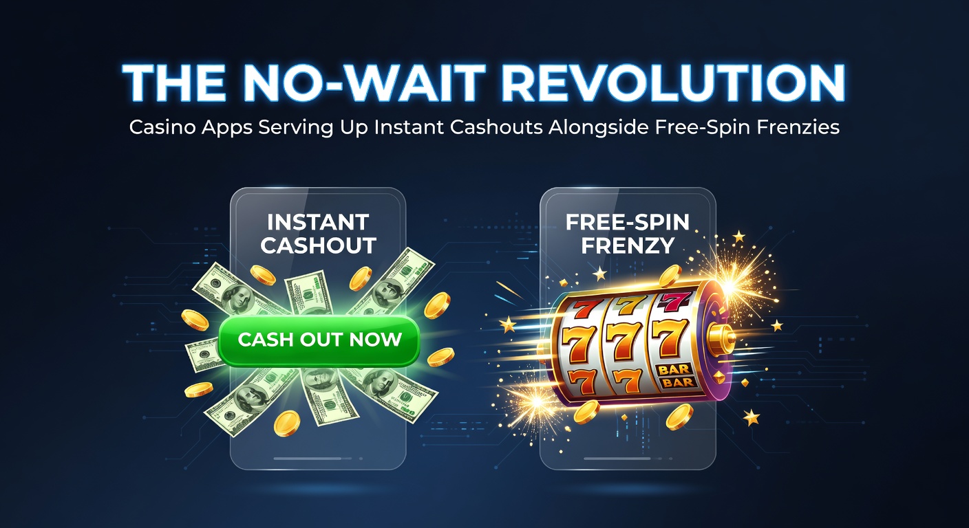 Vibrant mobile casino app interface displaying instant cashout button next to a free spins bonus wheel